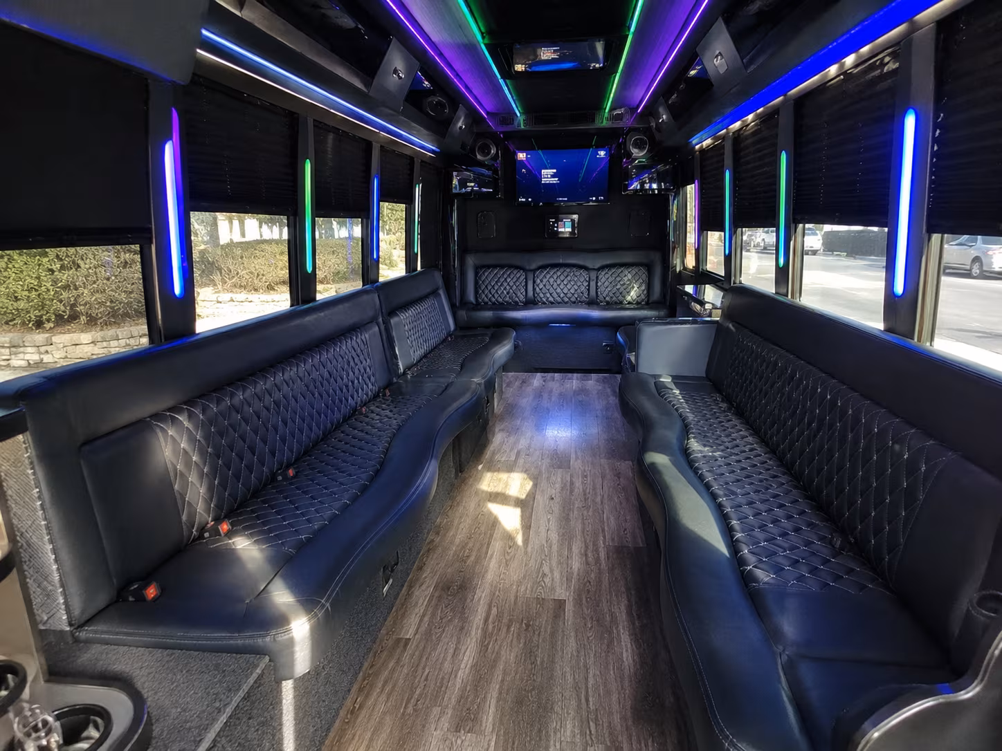 newport beach 15 passenger party bus interior