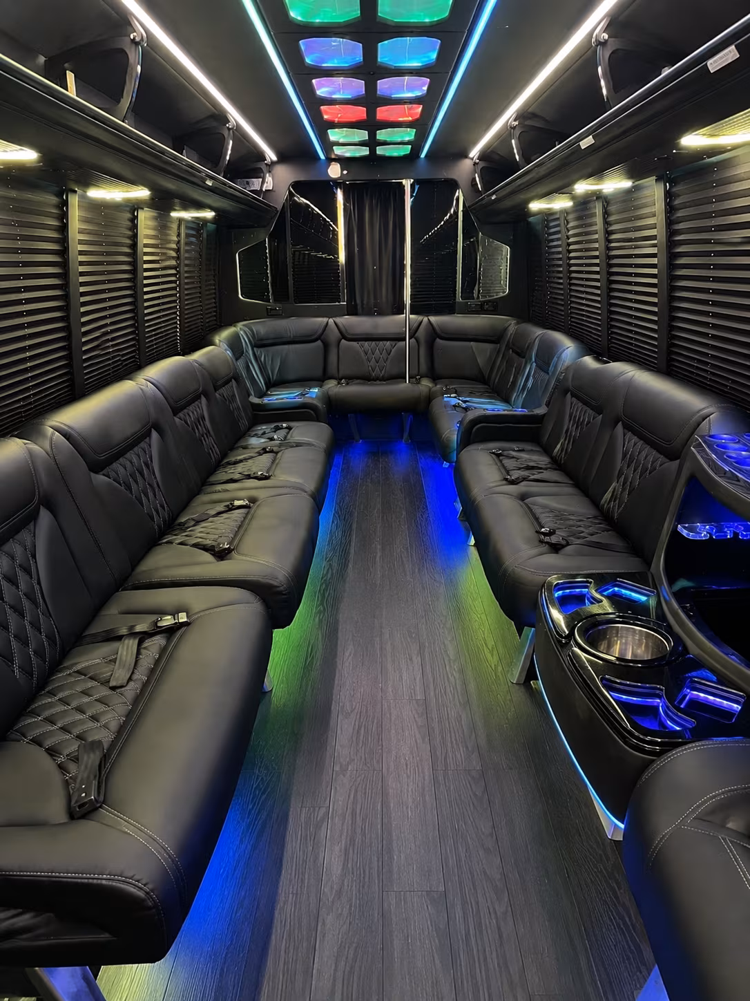newport beach 20 passenger party bus interior