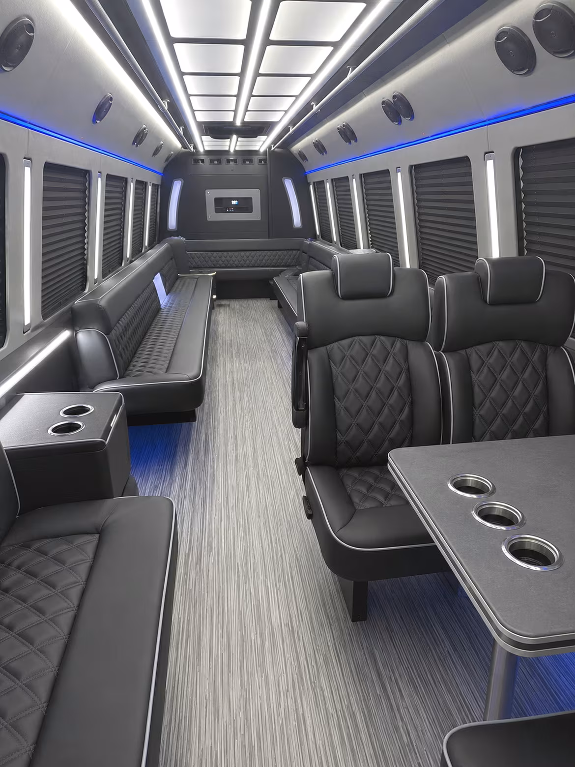 newport beach 25 passenger party bus inside