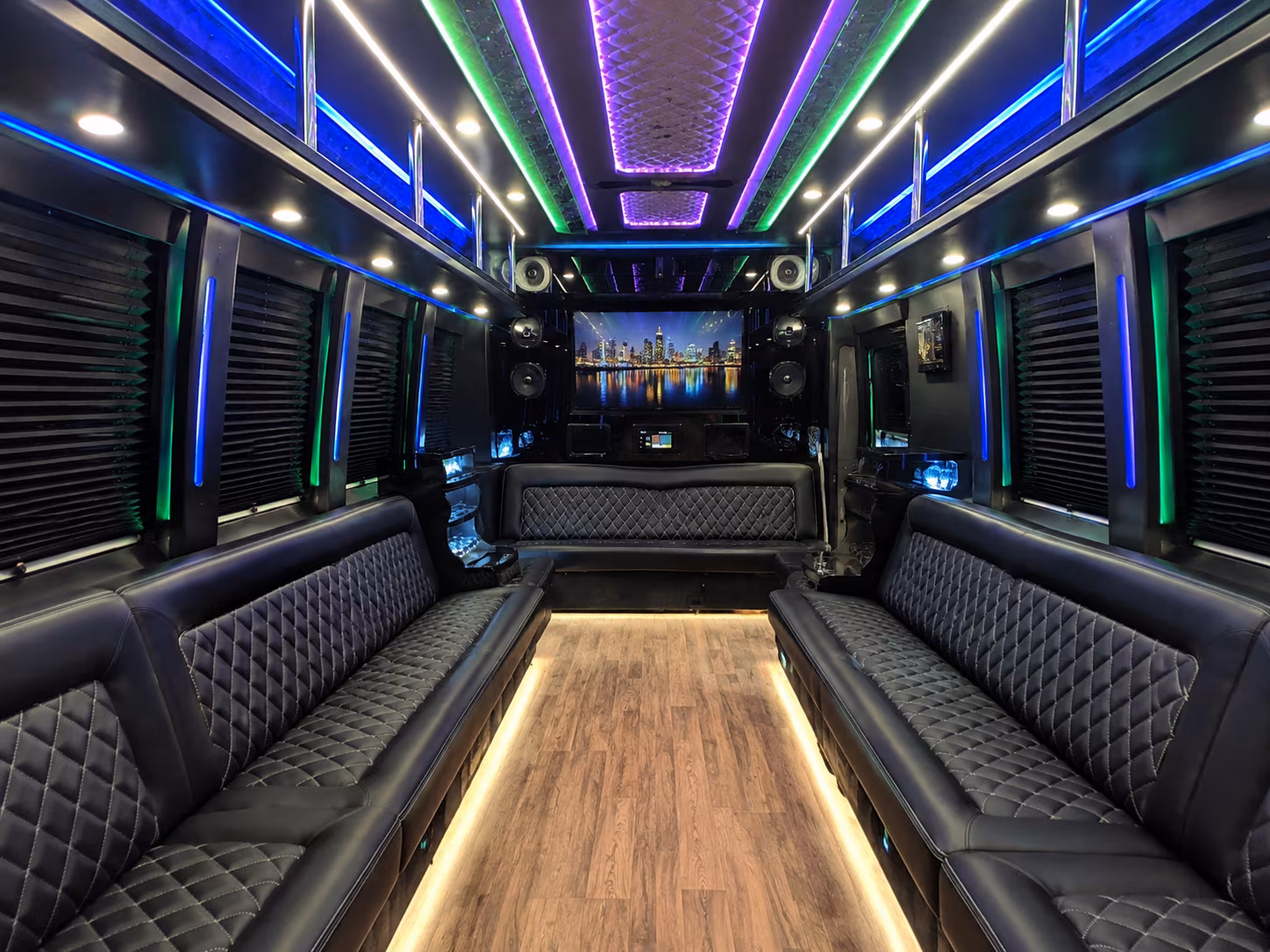 newport beach 25 passenger party bus interior