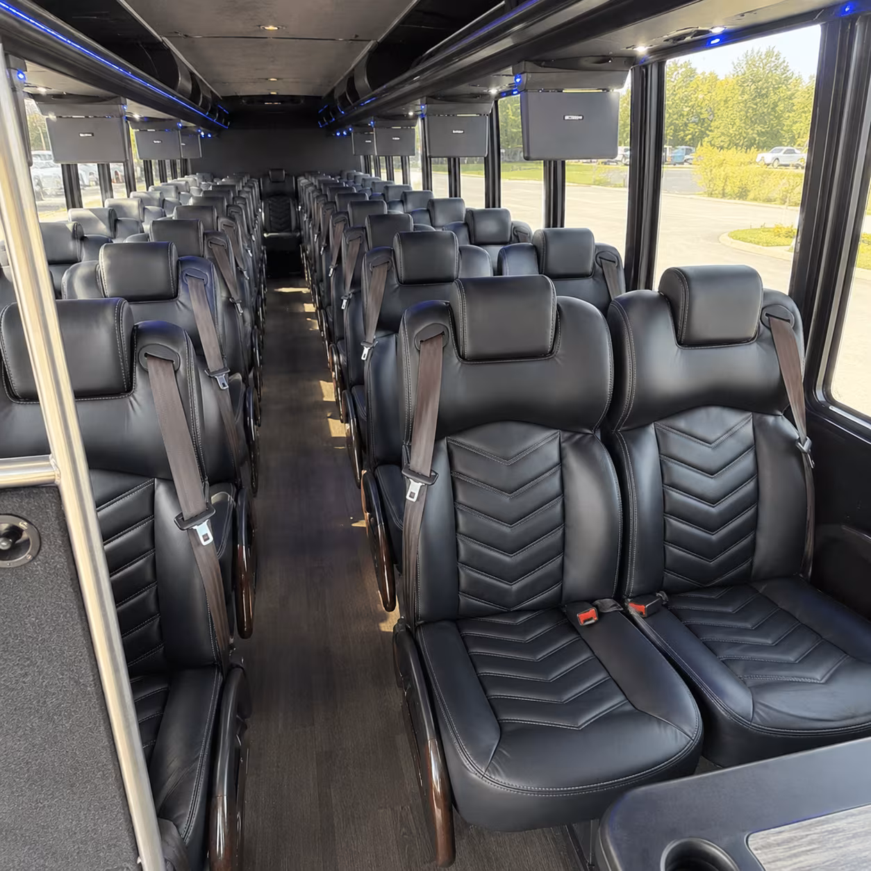 newport beach 28 passenger minibus inside