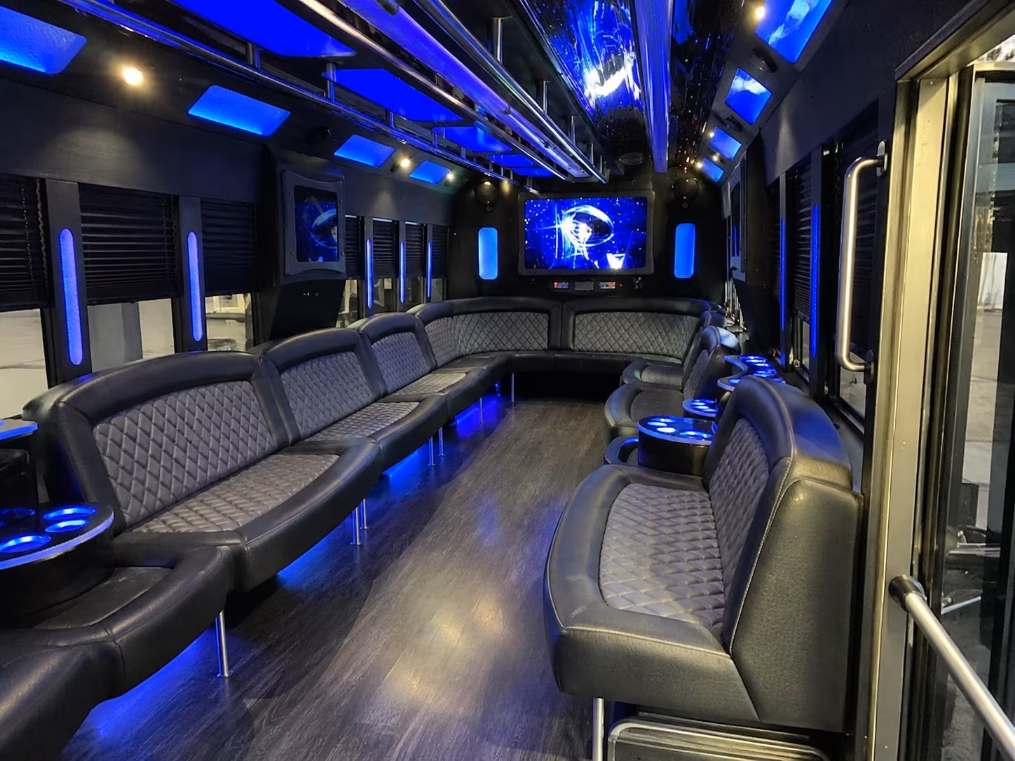 newport beach 28 passenger party bus interior