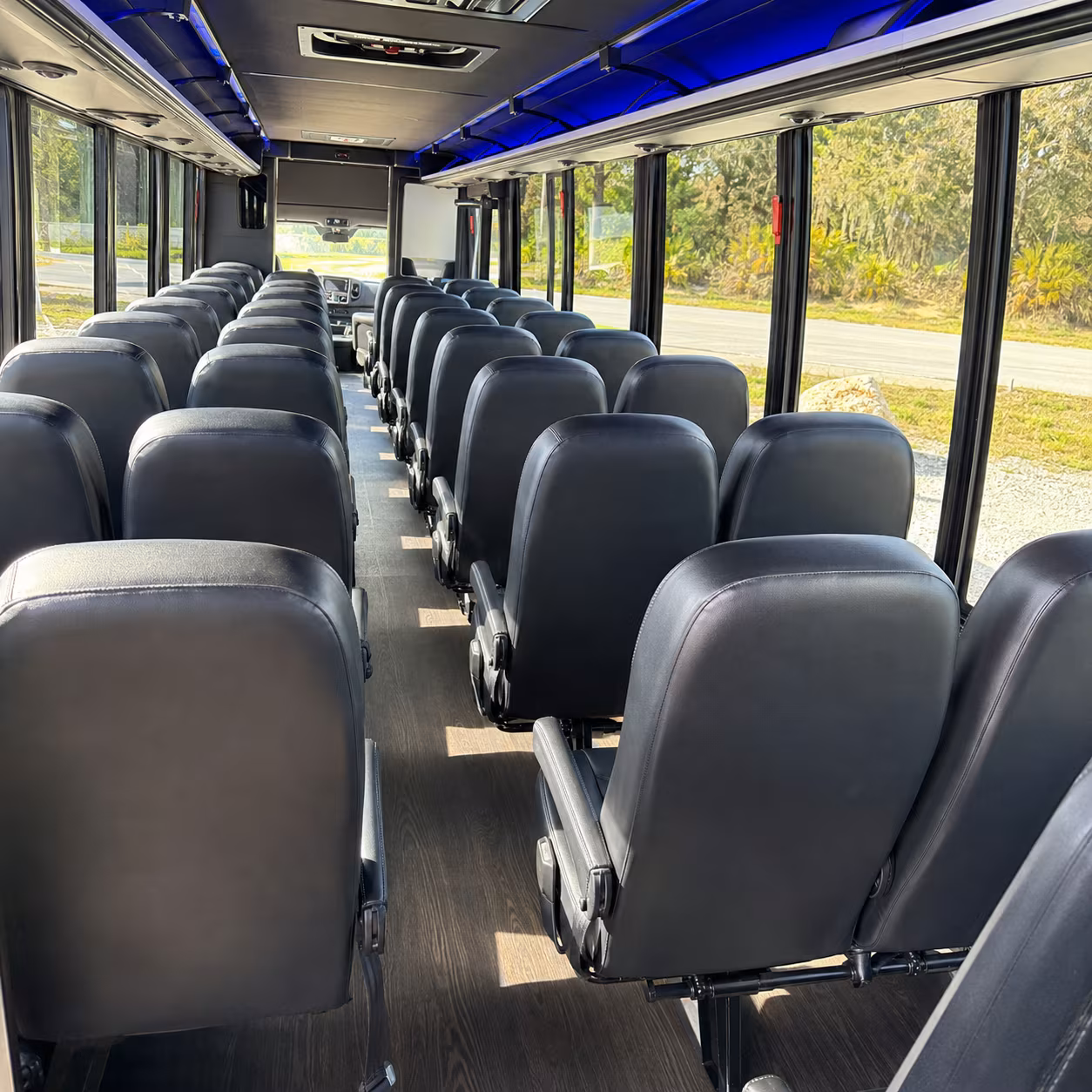 newport beach 30 passenger minibus inside