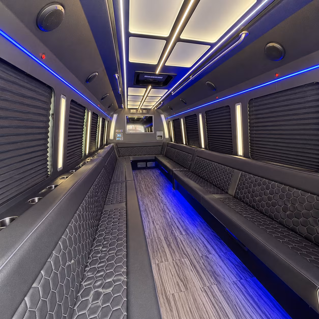 newport beach 30 passenger party bus interior