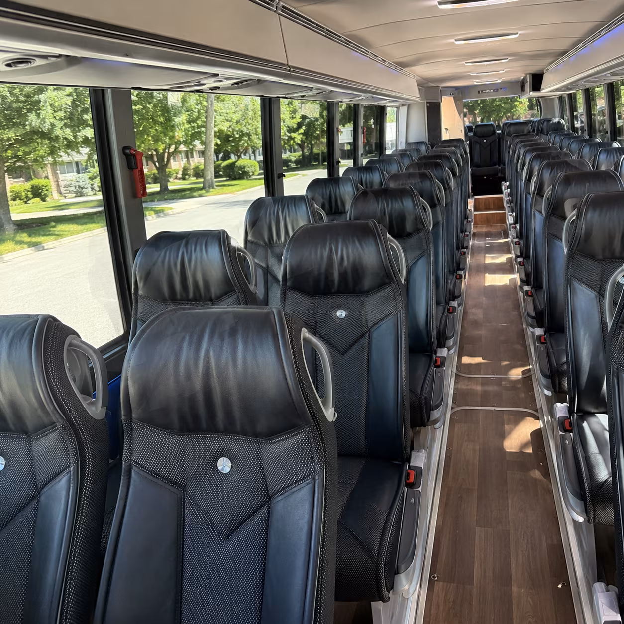 newport beach 40 passenger charter bus inside