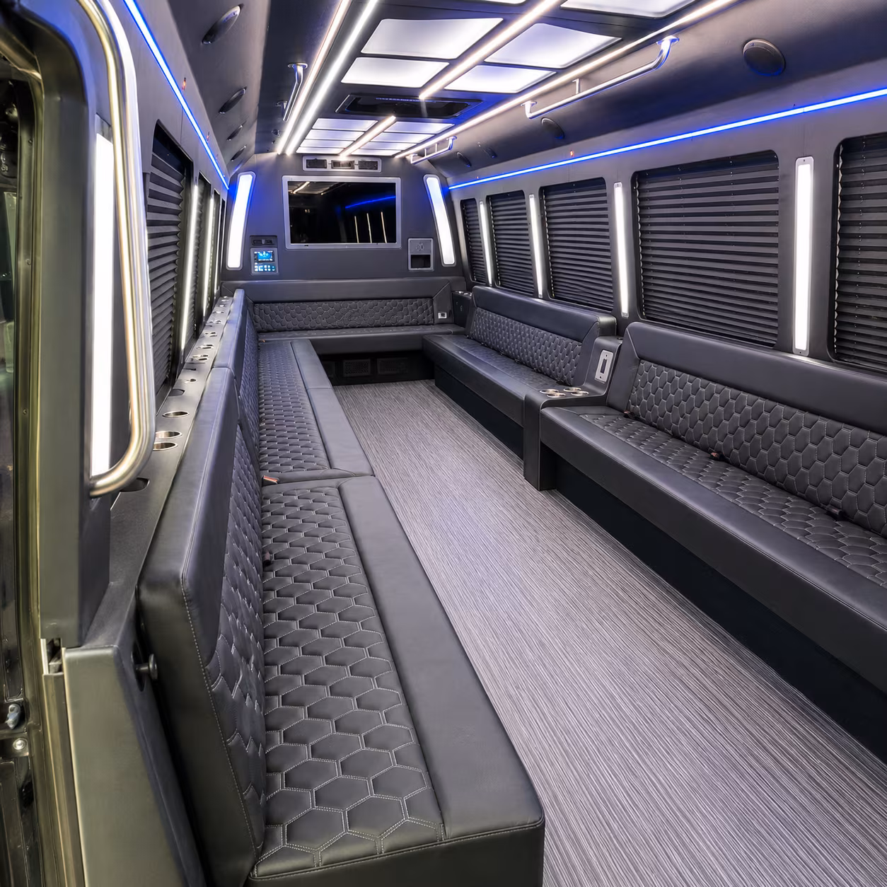 newport beach 40 passenger party bus interior
