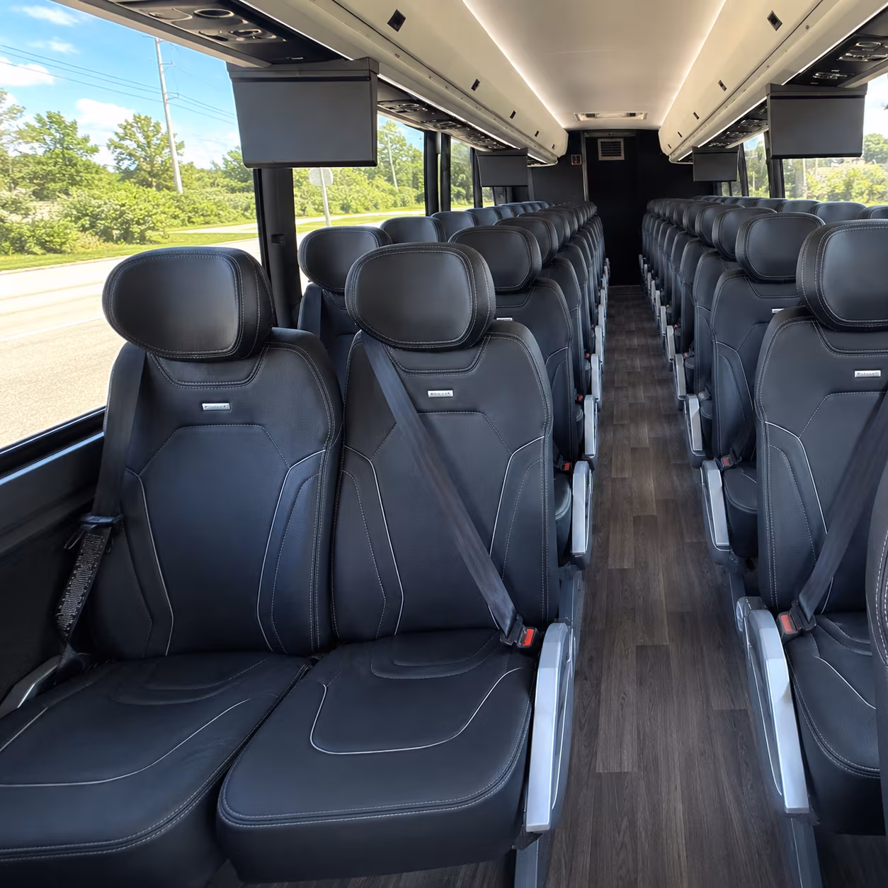 newport beach 47 passenger charter bus inside