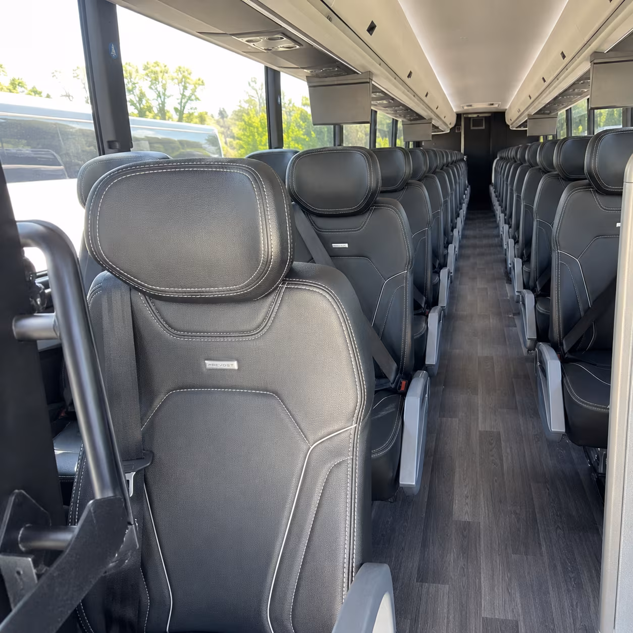 newport beach 47 passenger charter bus interior