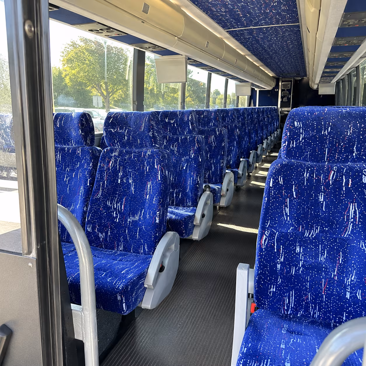 newport beach 50 passenger charter bus inside