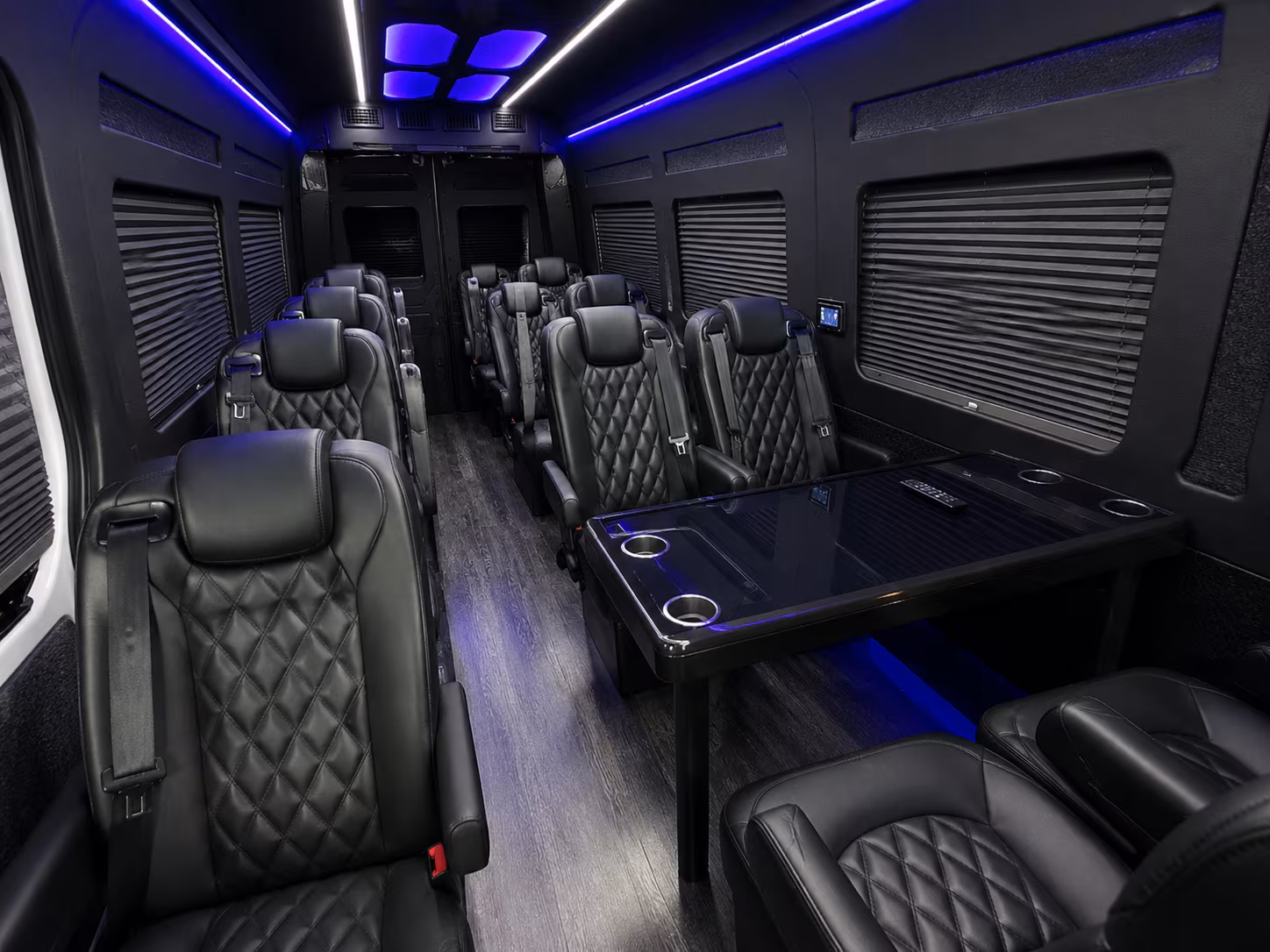 newport beach sprinter van with driver interior